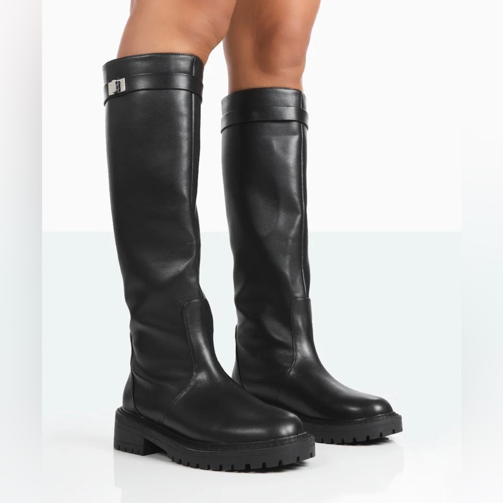 Asos Public Desire More Fun Tall Turnlock Boots lug 9